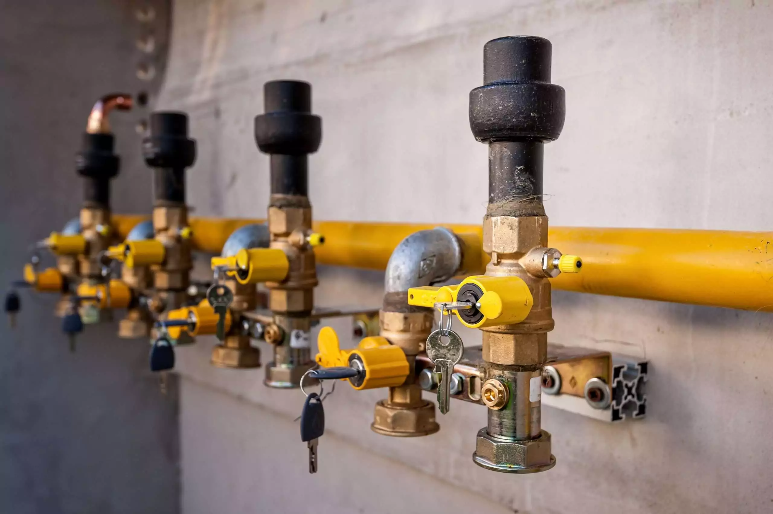 Gas pipe and valve with lock.