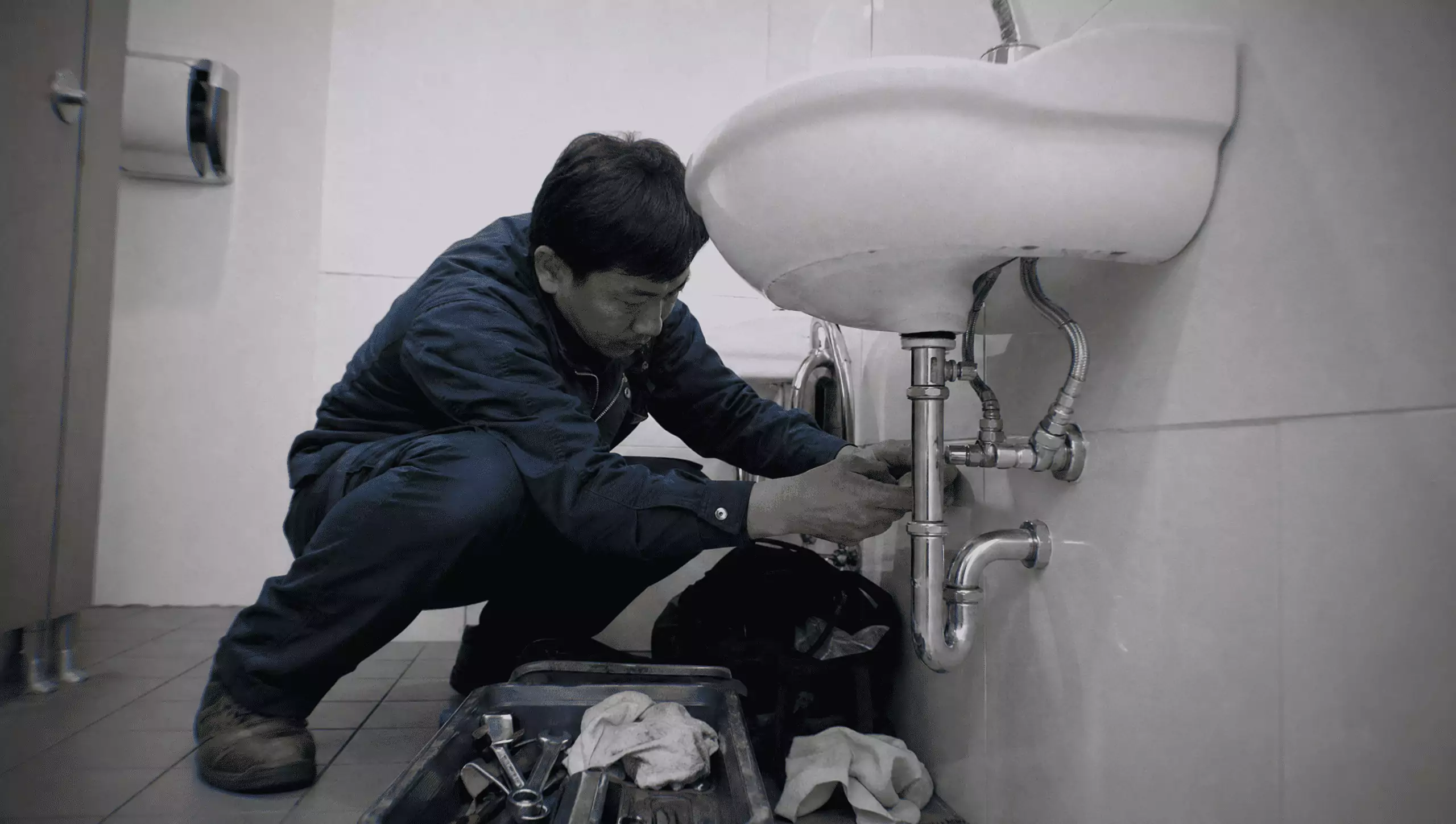 maintenance man working a commercial building