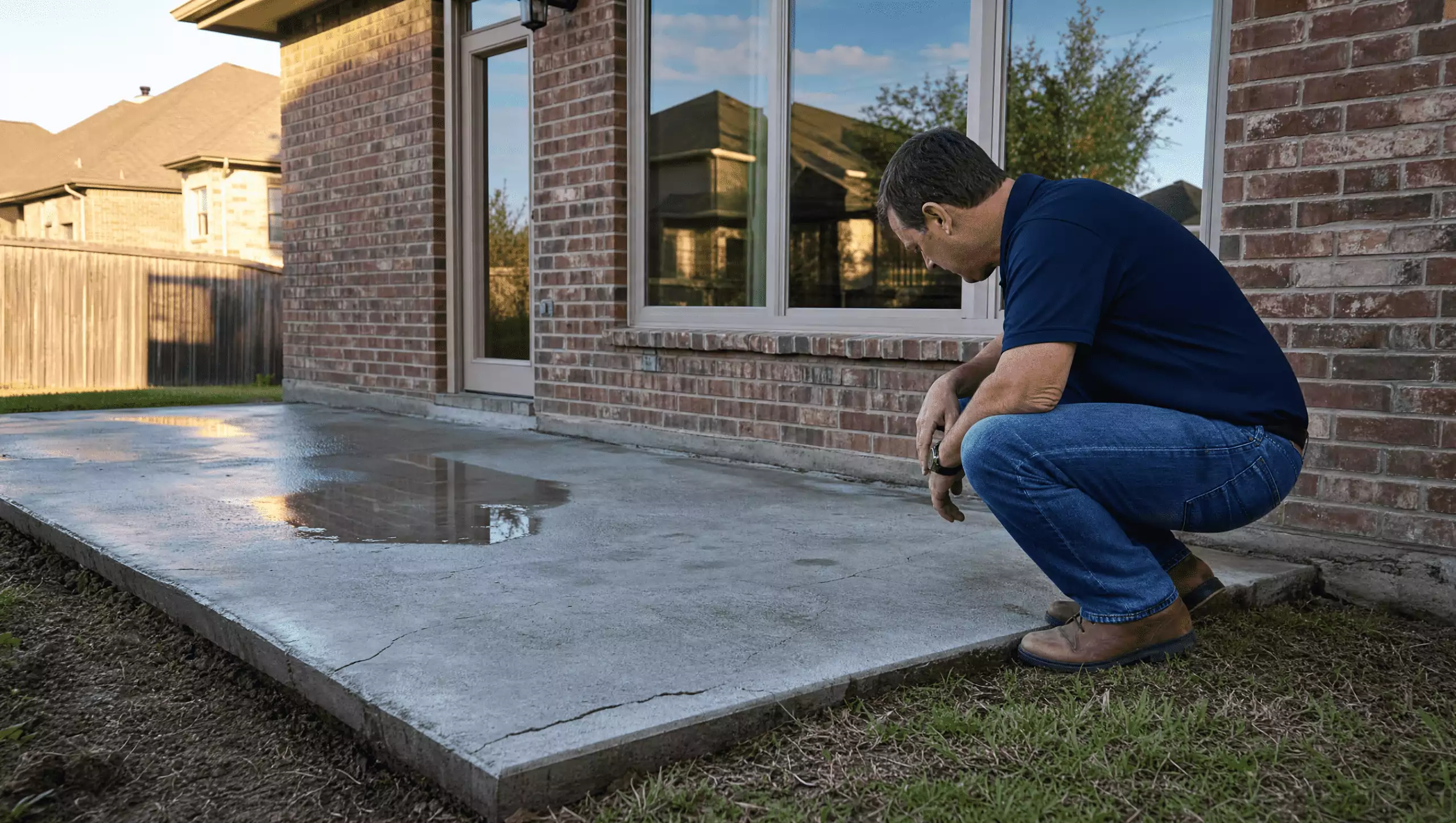man looking at this slab in texas